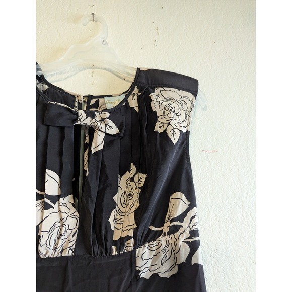 NWT Tracy Reese New York 100% Silk Fit and Flare Frock Dress Black Rose Floral 8 - Picture 13 of 16